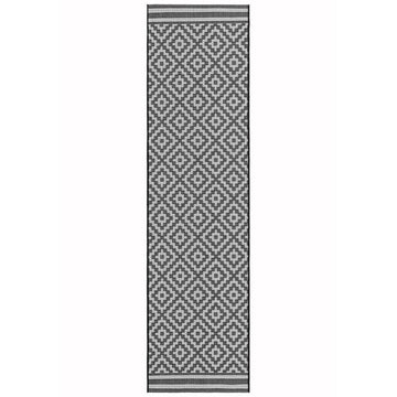 Patio PAT12 Diamond Mono Modern Geometric Durable Stain-Resistant Weatherproof Flatweave In-Outdoor Black/White Runner-Asiatic Carpets-Rug Love - The Most Loved Rug Store